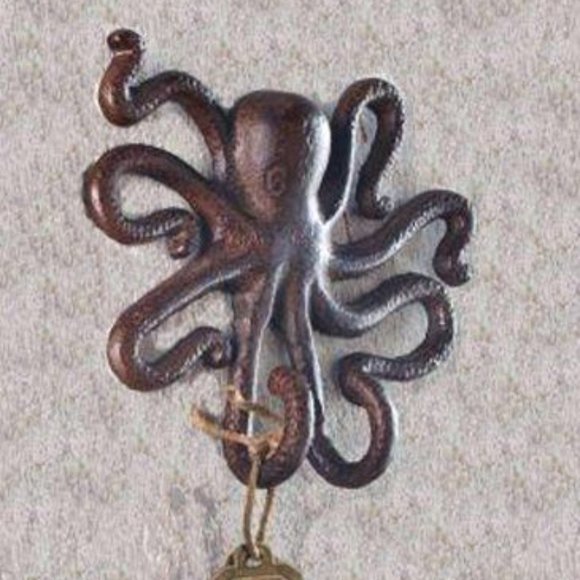 Mud Pie Other - Mud Pie Octopus Tail Antiqued Cast Iron wall Hook
